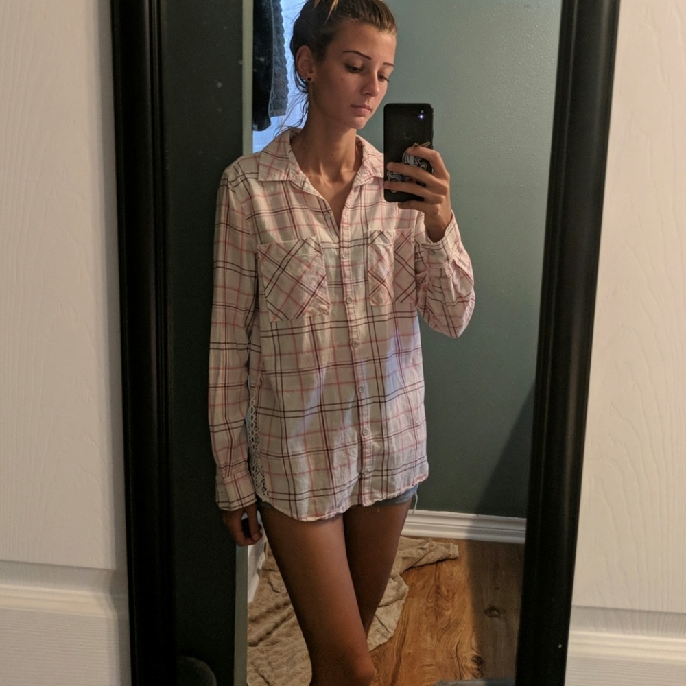 Pink Summer Flannel w/ Lace